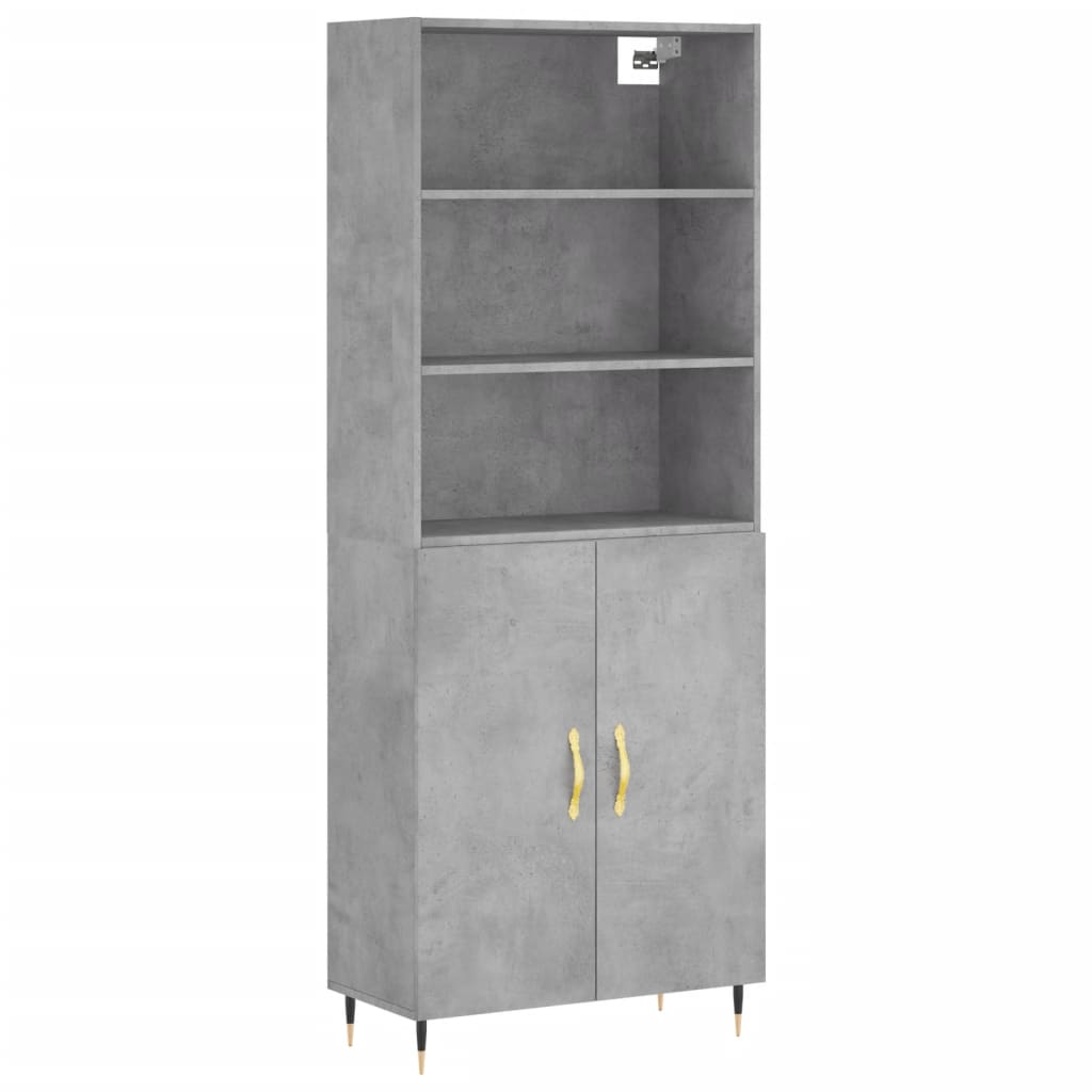 Aparador Alto Madera Contrachapada Gris Hormigón 69,5x34x180 Cm_1