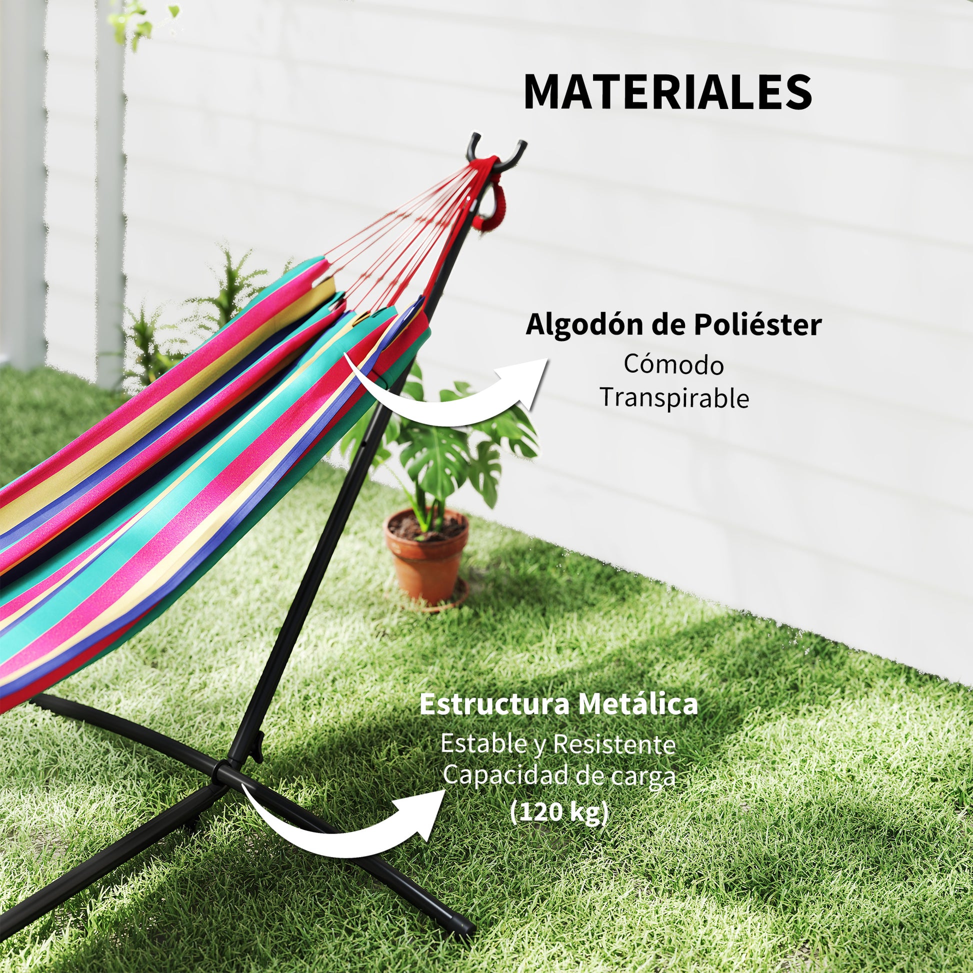 Outsunny Hamaca Con Soporte 310x117 Cm Hamaca De Camping Con Bolsa De Transporte_4