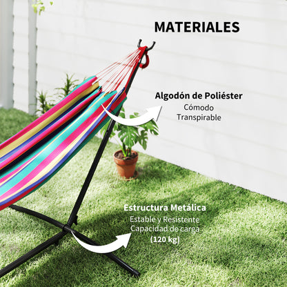 Outsunny Hamaca Con Soporte 310x117 Cm Hamaca De Camping Con Bolsa De Transporte_4