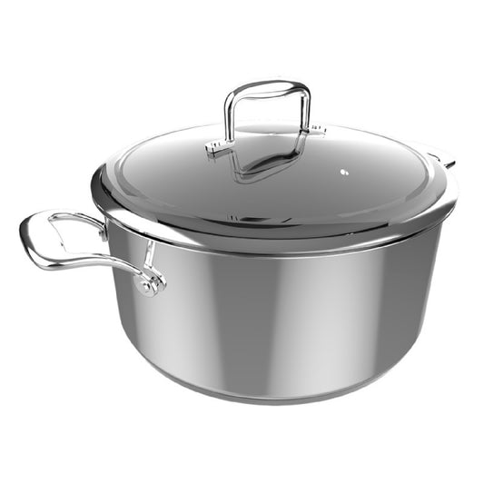 Olla Polka Classy 28 Pot Steel. Diámetro 28 Cm, Capacidad 7,5 L, Acero Inoxidable 18/10, Revestimiento Antiadherente, Asas Remachadas, Tapa De Crist_0