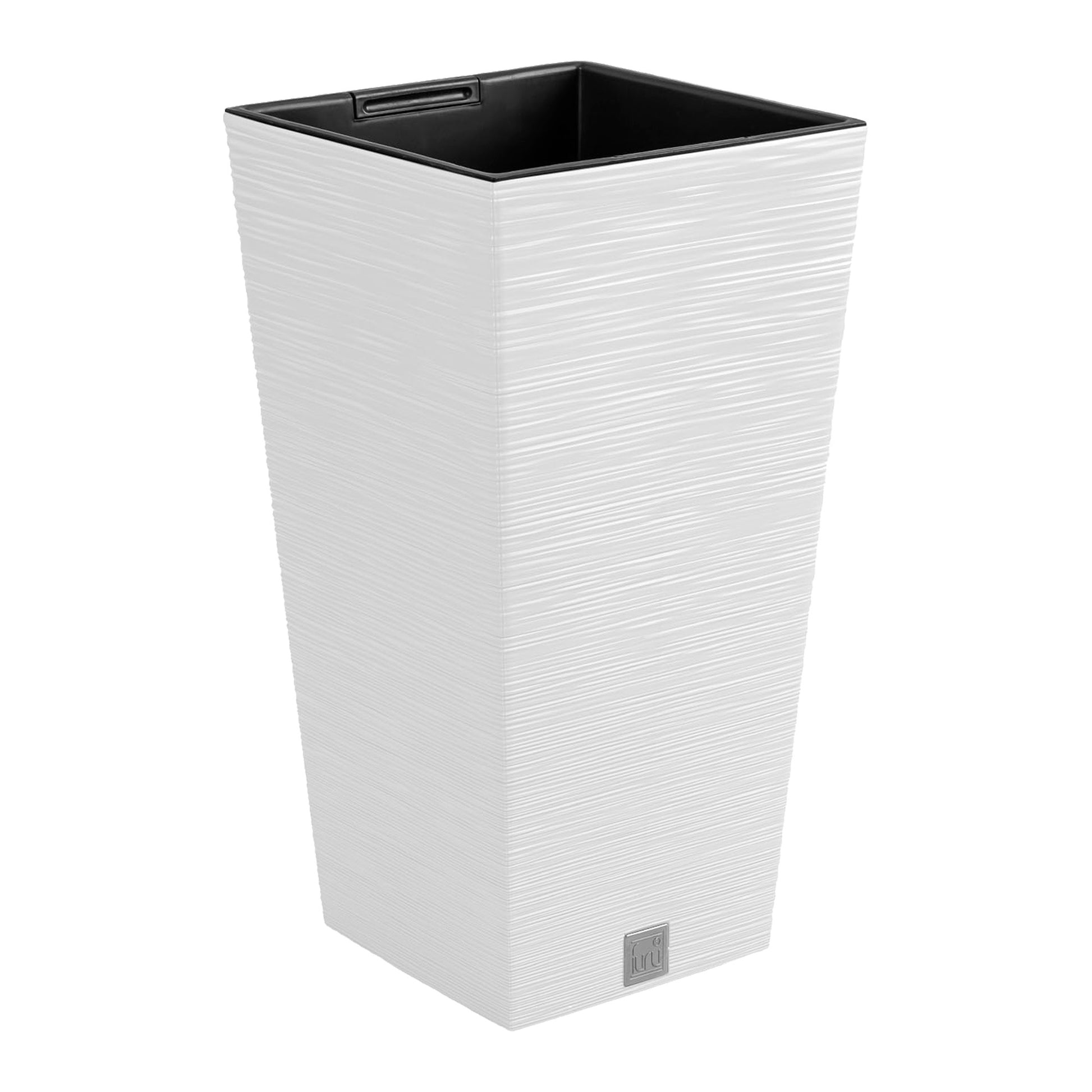 Macetero Color Blanco, Con Depósito, Colección Furu, De 26,5x26,5x 50cm, Capacidad De 11l.