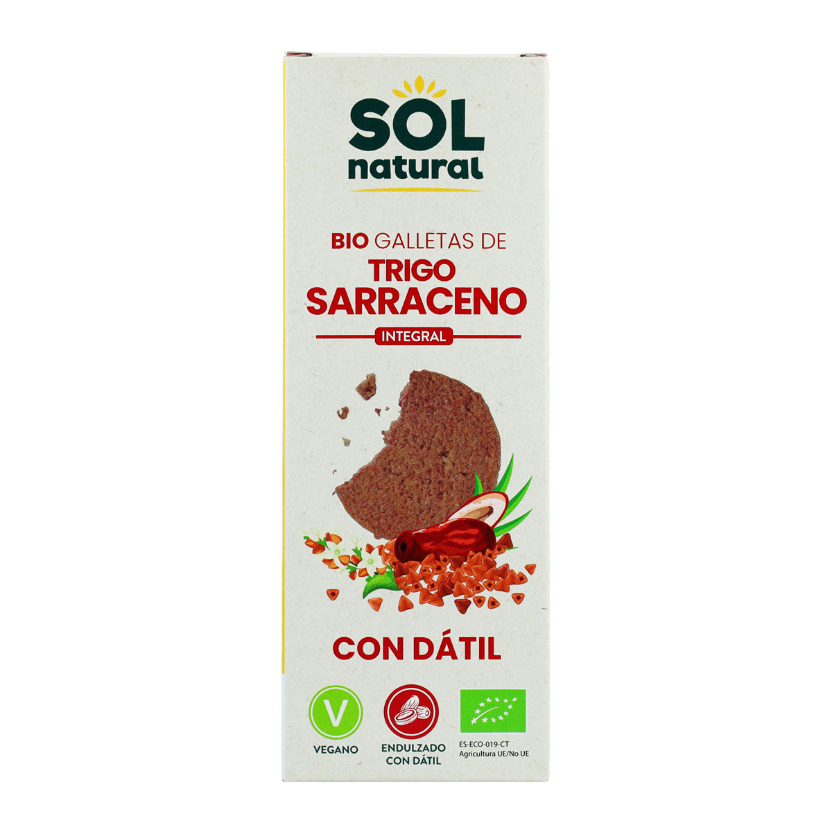 Galletas de trigo sarraceno integral endulzadas con dátil bio Sol Natural 170 g