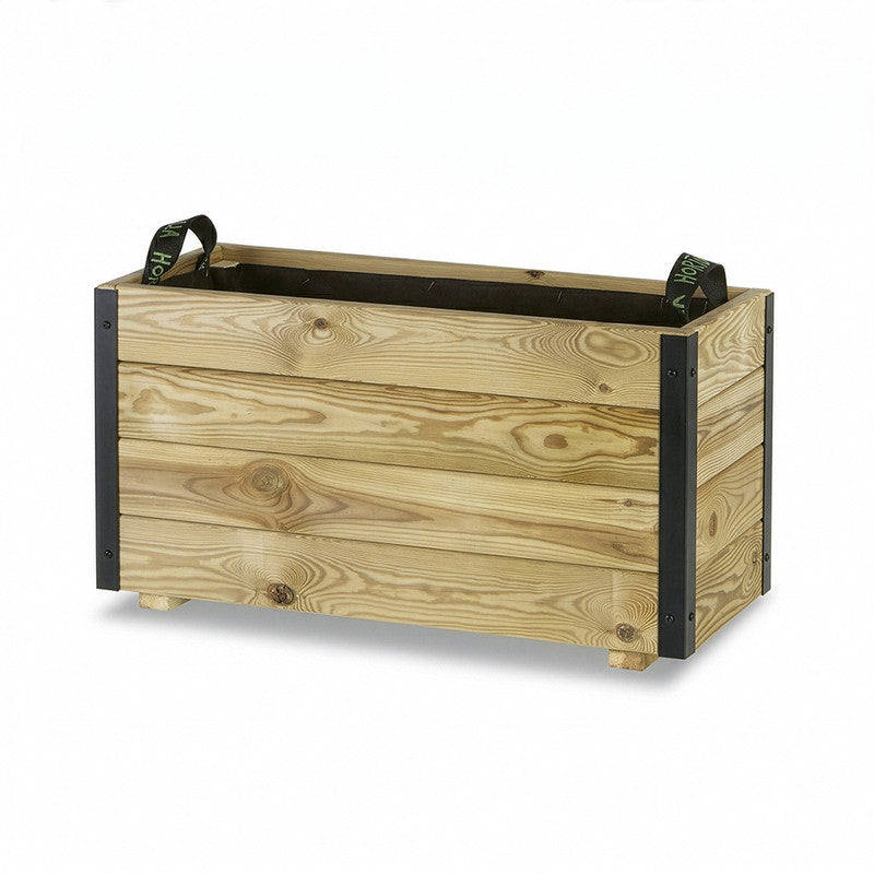 Jardinera De Madera Con Refuerzo De Aluminio 70x30x40 Cm Ghio Al Hortalia_3