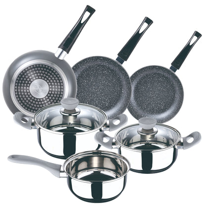 Juego De Bateria De Cocina 5pc alexia + Set 3 Sartenes (16/20/24cm) En Aluminio Prensado_0