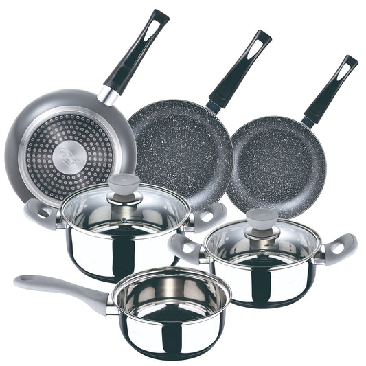 Juego De Bateria De Cocina 5pc alexia + Set 3 Sartenes (16/20/24cm) En Aluminio Prensado_0