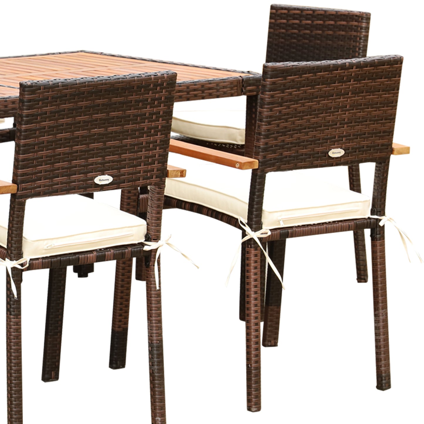 Outsunny Conjunto Muebles De Ratán Sintético Para Jardín Con 6 Silla Y Mesa_3