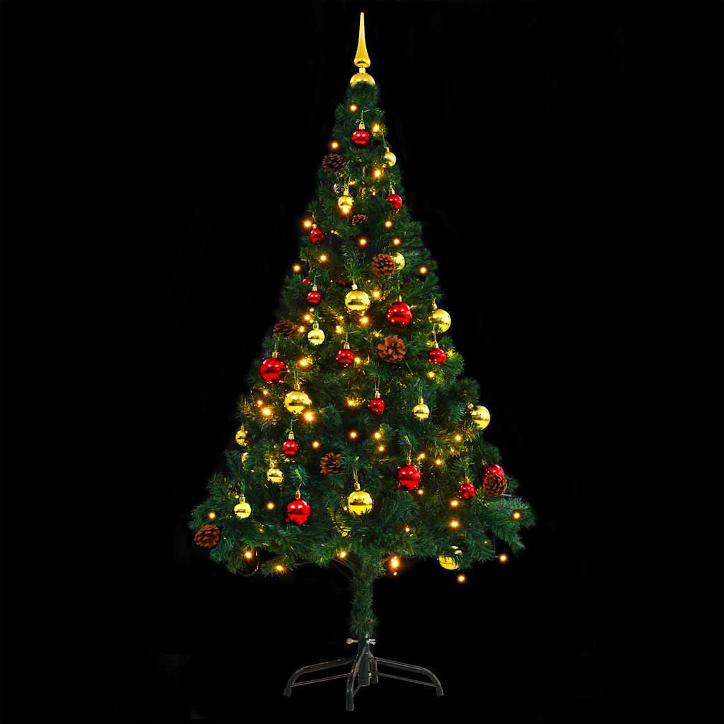 Vidaxl Árbol De Navidad Artificial Con Luces Y Bolas Verde 150 Cm_4