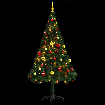 Vidaxl Árbol De Navidad Artificial Con Luces Y Bolas Verde 150 Cm_4