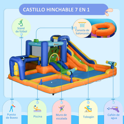 Outsunny Castillo Hinchable Infantil 7 En 1 Con Tobogán 430x420x200cm Multicolor_3