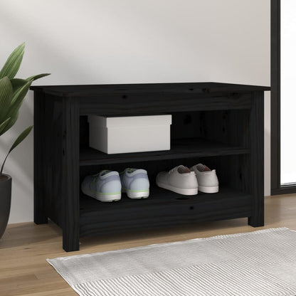 Banco Zapatero Madera De Pino Maciza Negro 70x38x45,5 Cm / Vetonek_3