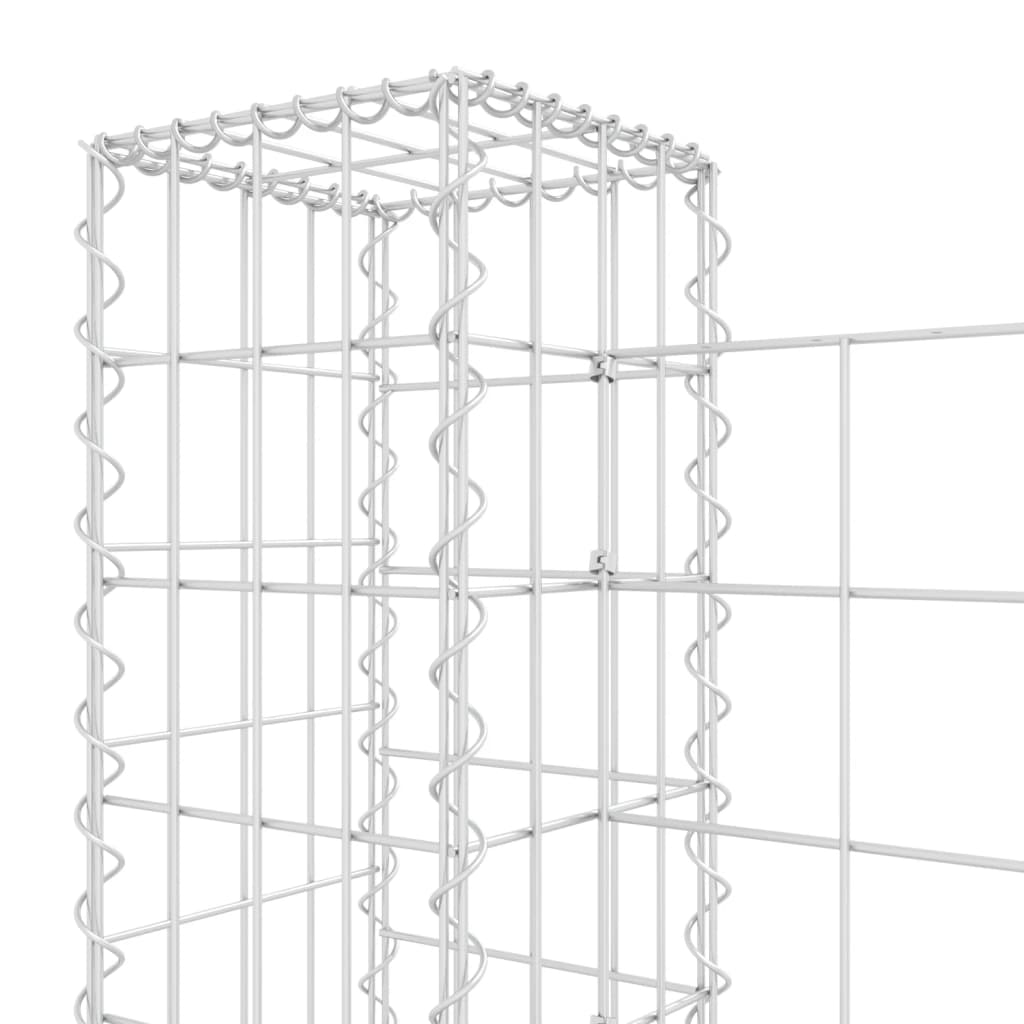 Cesta De Gaviones Forma De U 4 Postes De Hierro 380x20x100 Cm / Vetonek_3