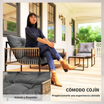 Outsunny Conjunto Jardín Exterior De Ratán_4