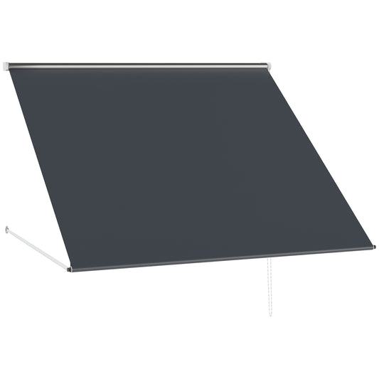 Outsunny Toldo Para Ventana Manual Con Marco De Aluminio 150x120 Cm Gris Oscuro_0