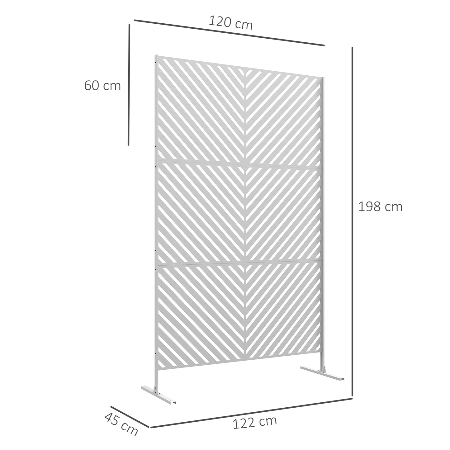 Outsunny Biombo Exterior Con Patrón De Triángulo Invertido 122x45x198 Cm Blanco_2