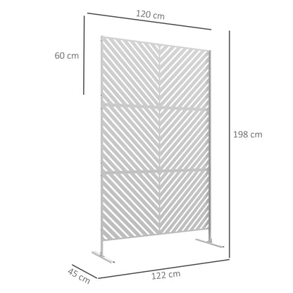 Outsunny Biombo Exterior Con Patrón De Triángulo Invertido 122x45x198 Cm Blanco_2