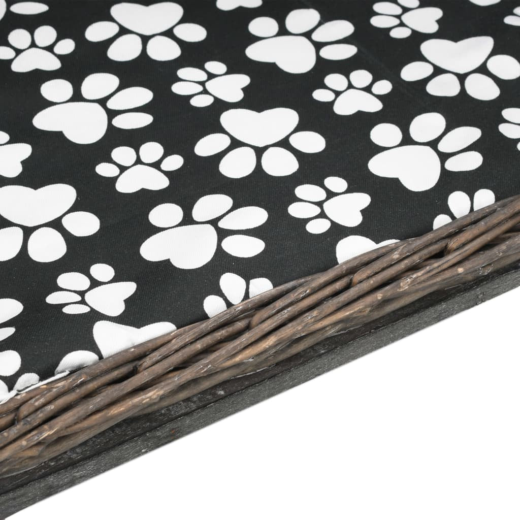 Vidaxl Cesta Para Perros Con Cojín Sauce Natural Gris 50x33x30 Cm_4
