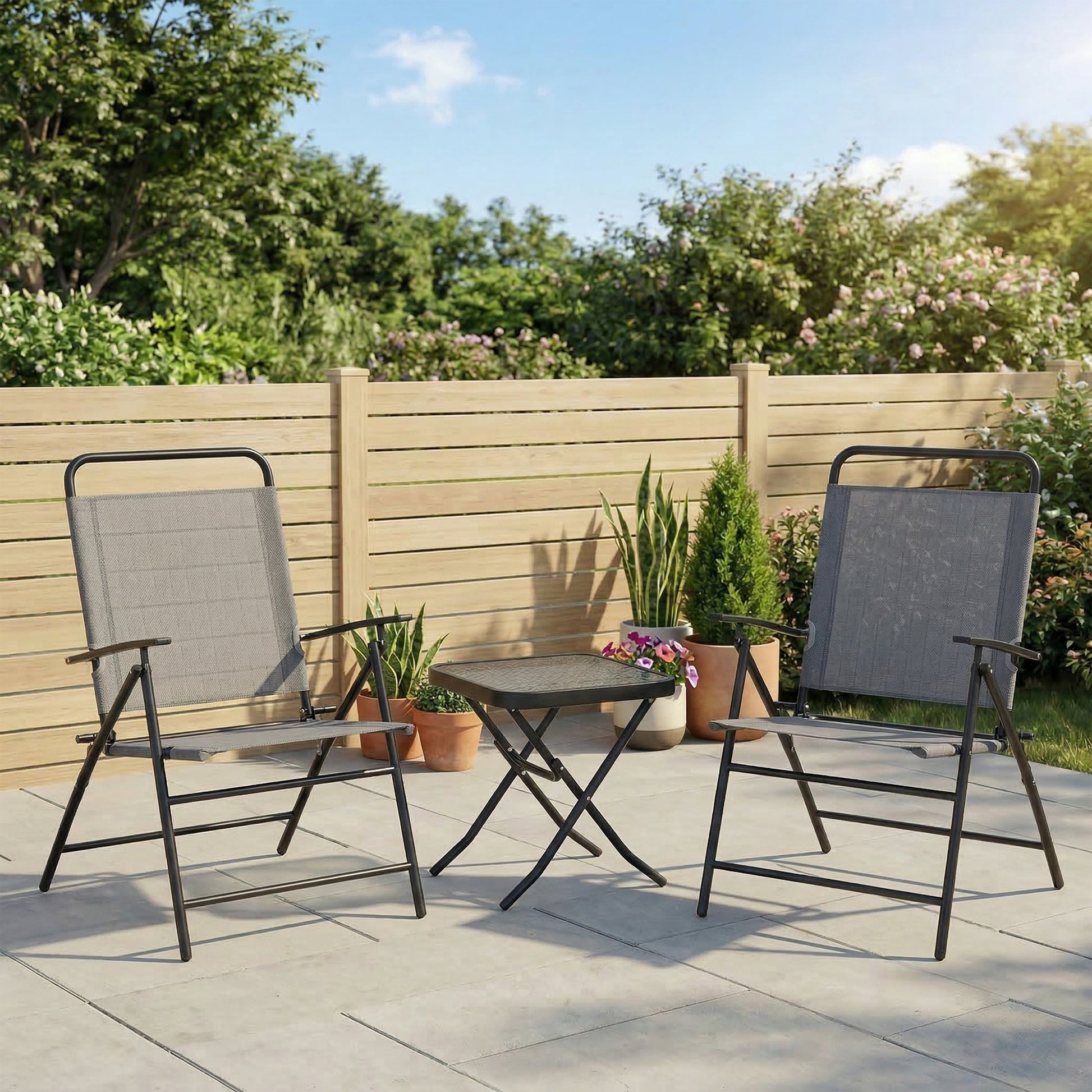 Outsunny Conjunto De Mesa Y Sillas De Terraza Exterior Plegables De 3 Piezas_1