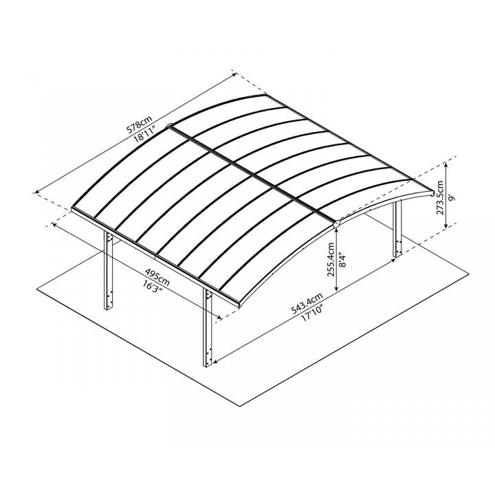 Cochera Carport Arizona Breeze doble aluminio 578x495 cm Canopia by Palram