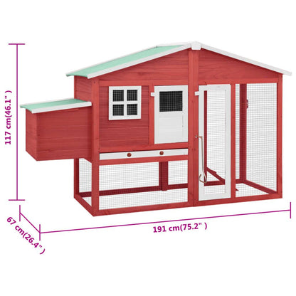 Vidaxl Gallinero Con Ponedero Madera Maciza Abeto Rojo Y Blanco_2
