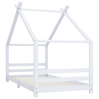 Vidaxl Estructura De Cama Infantil Madera Maciza Pino Blanco 90x200 Cm_1