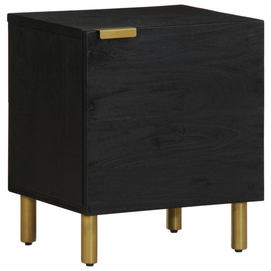 Mesitas De Noche 2 Uds Madera Maciza De Mango Negro 40x33x46 Cm_0
