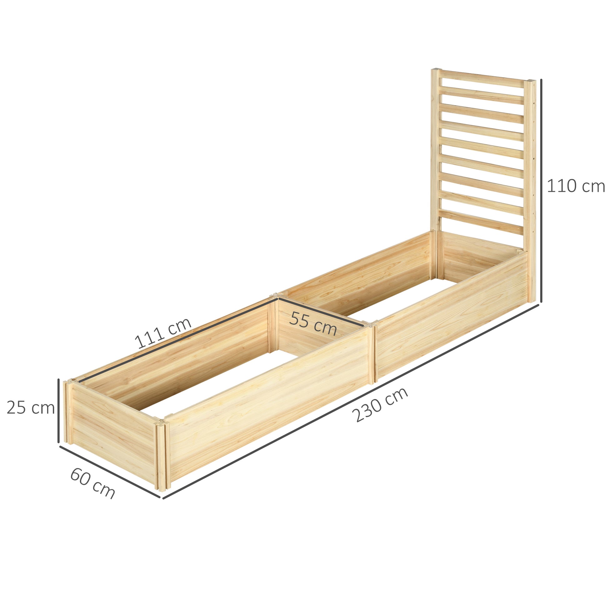 Outsunny Jardinera Con Celosía Para Plantas Trepadoras Y 2 Cajas De Cultivo_2
