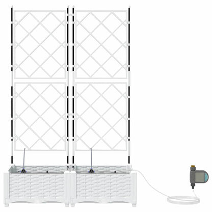 Macetero De Jardín 2 Uds. Blanco 80 X 40 X 126 Cm Pp_5