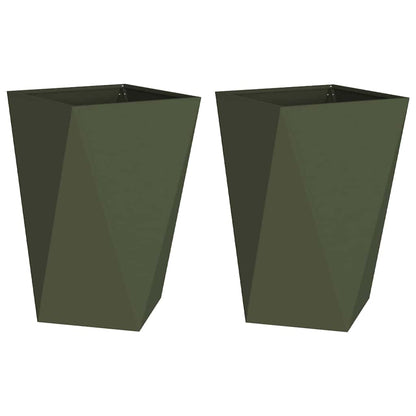 Jardinera 2 Pcs Verde Oliva 50 X 50 X 75 Cm Acero_0