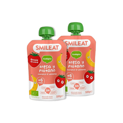 Pack 2x Pouches ECO fresa y plátano Smileat 100 g