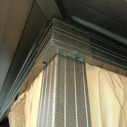 Outsunny Cenador De Jardín 3x3 M Aluminio Con 4 Cortinas Y 4 Mosquiteras Marrón_3