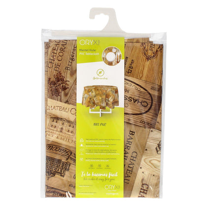 Mantel Hule Redondo Tablones Vino Impermeable Antimanchas Pvc Ø 140 Cm. Uso Interior Y Exterior_3