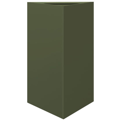 Jardineras Triangulares 2 Uds Acero Verde Oliva 50x43x75 Cm_4