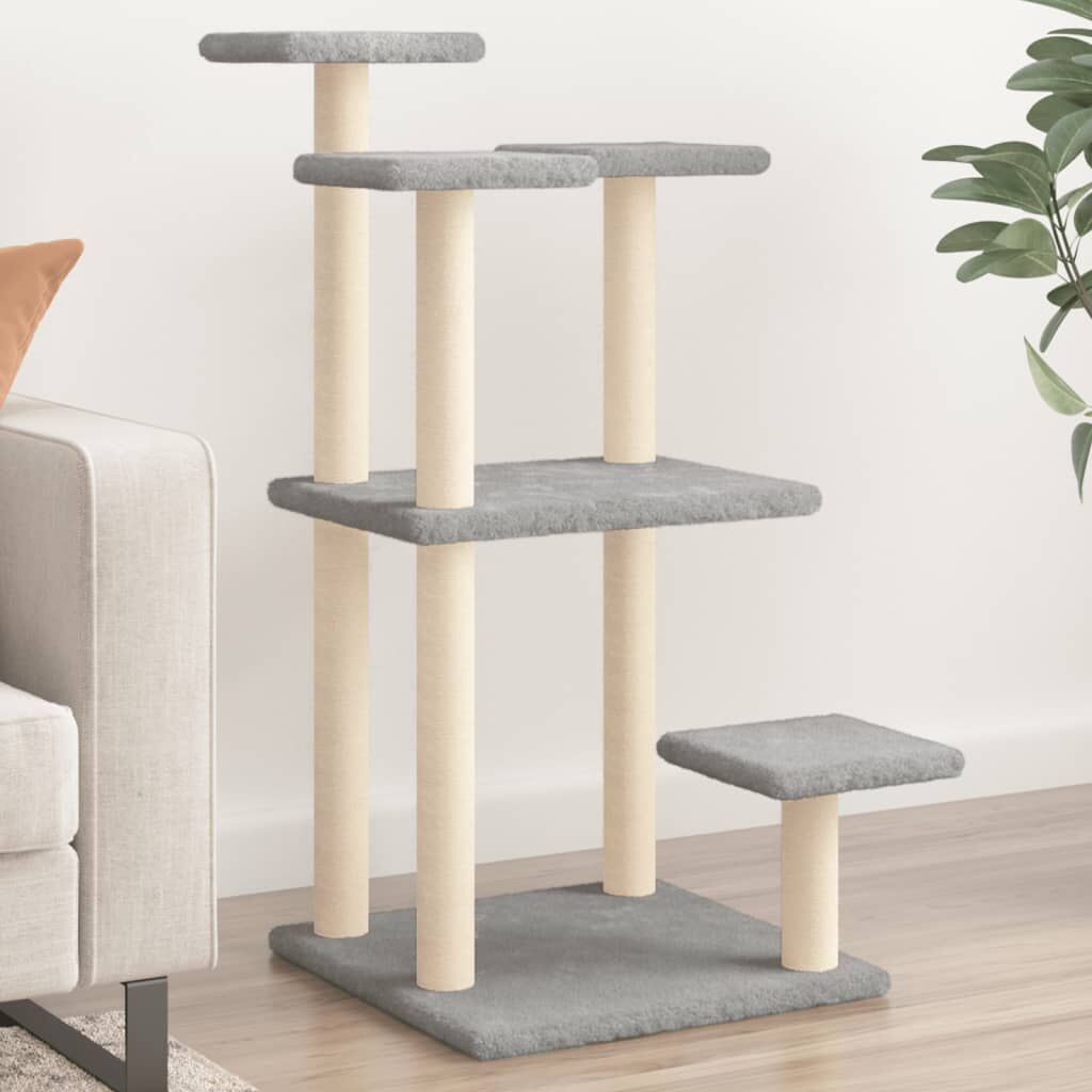 Vidaxl Postes Rascadores Para Gatos Con Plataformas Gris Claro 98,5 Cm_1