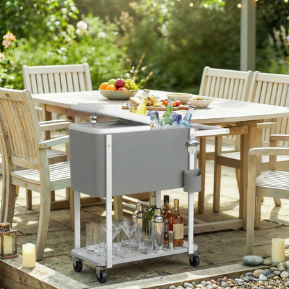 Outsunny Carrito Nevera De 56l Con Ruedas Estante Abrebotellas Gris_1