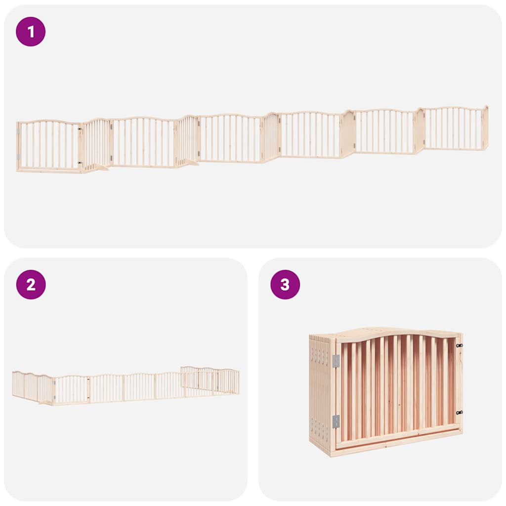 Vidaxl Puerta Para Perros Plegable 12 Paneles Madera De Álamo 960 Cm_4