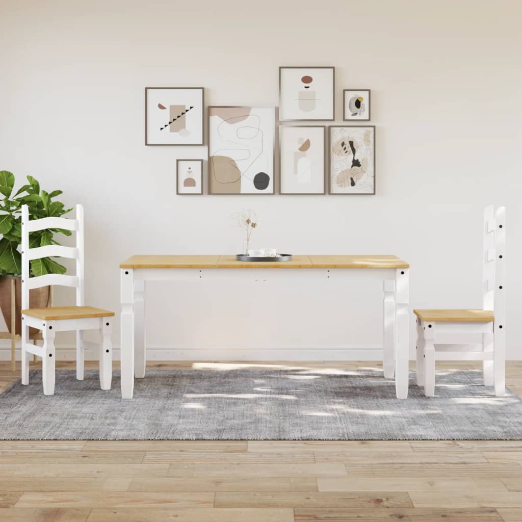 Mesa De Comedor Corona Madera Maciza Pino Blanco 160x80x75 Cm_1