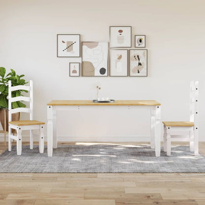 Mesa De Comedor Corona Madera Maciza Pino Blanco 160x80x75 Cm_1