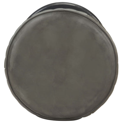 Taburete De Cocina De Cuero Auténtico Gris Envejecido_0