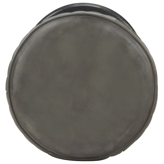 Taburete De Cocina De Cuero Auténtico Gris Envejecido_0