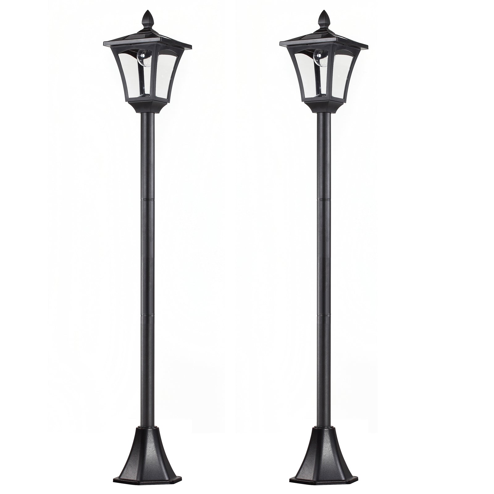 Outsunny Conjunto De 2 Farolas Solares Con Panel Solar 18x18x160 Cm Negro_0