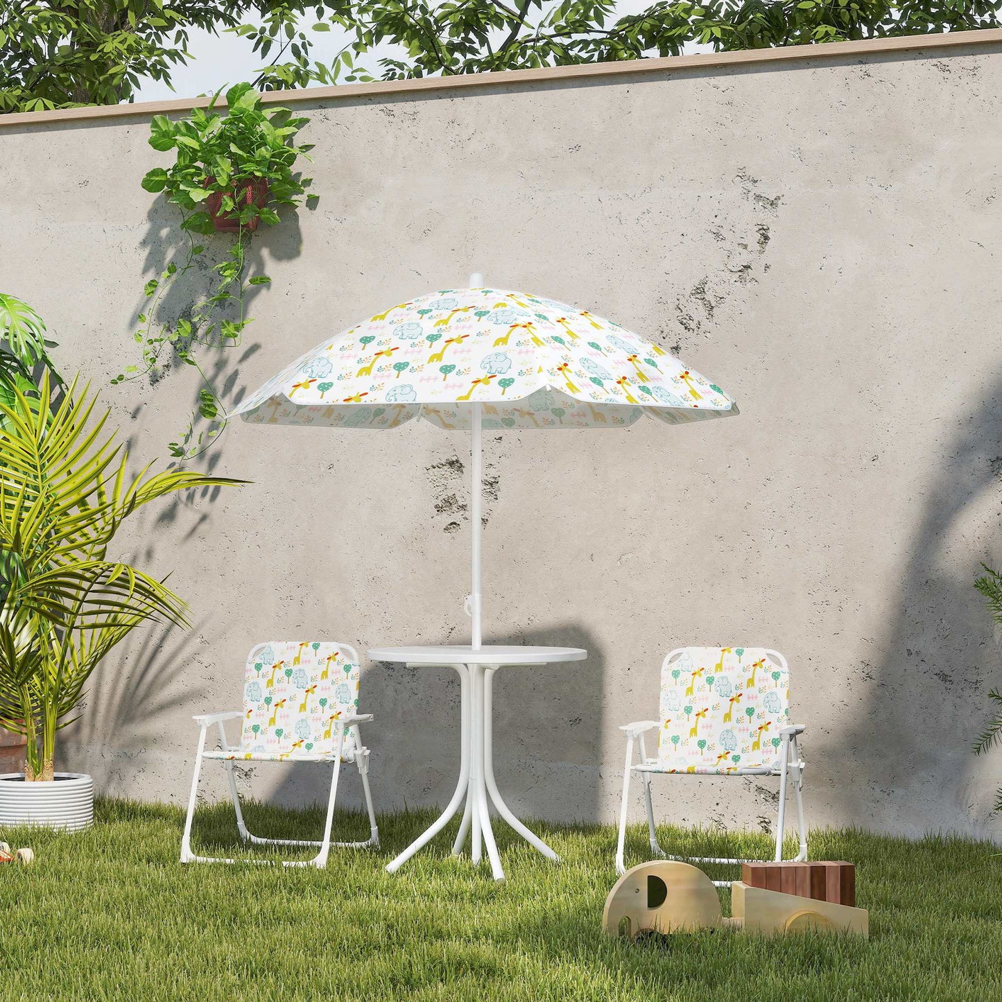 Aiyaplay Conjunto De Mesa Y Sillas Infantil De Jardín De 4 Piezas Blanco_1