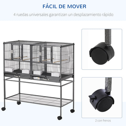 Pawhut Jaula Para Pájaros Pequeños Con 2 Bandejas 4 Comederos 4 Perchas_5