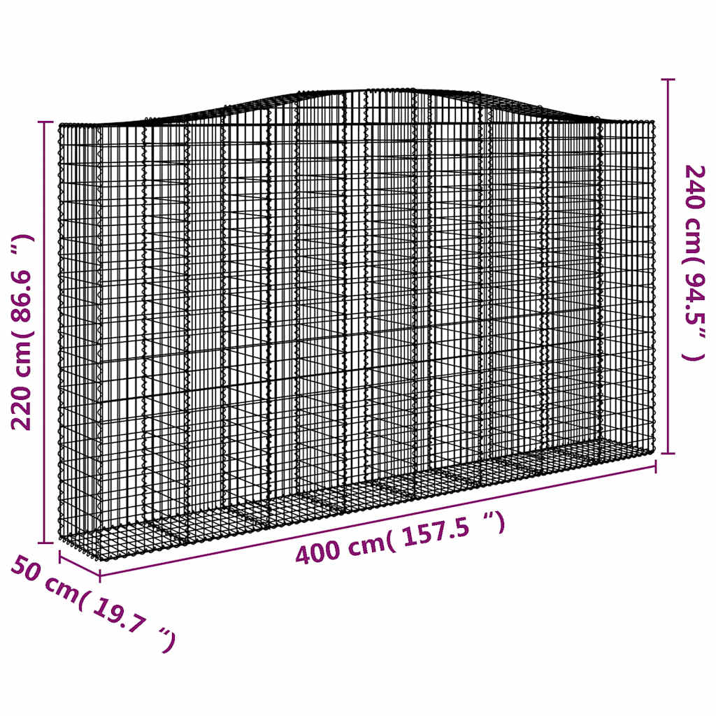 Cestas De Gaviones 6 Uds Forma De Arco Hierro 400x50x220/240 Cm_5