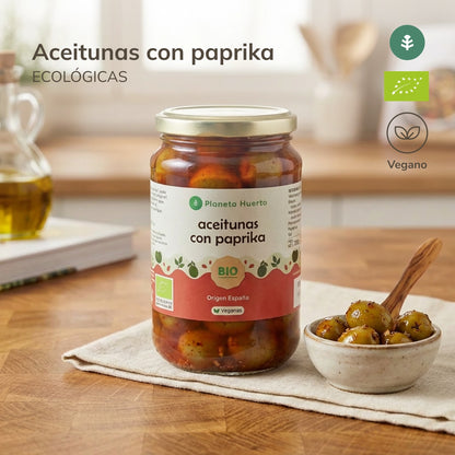 Aceitunas verdes con Paprika Eco Planeta Huerto 390 g