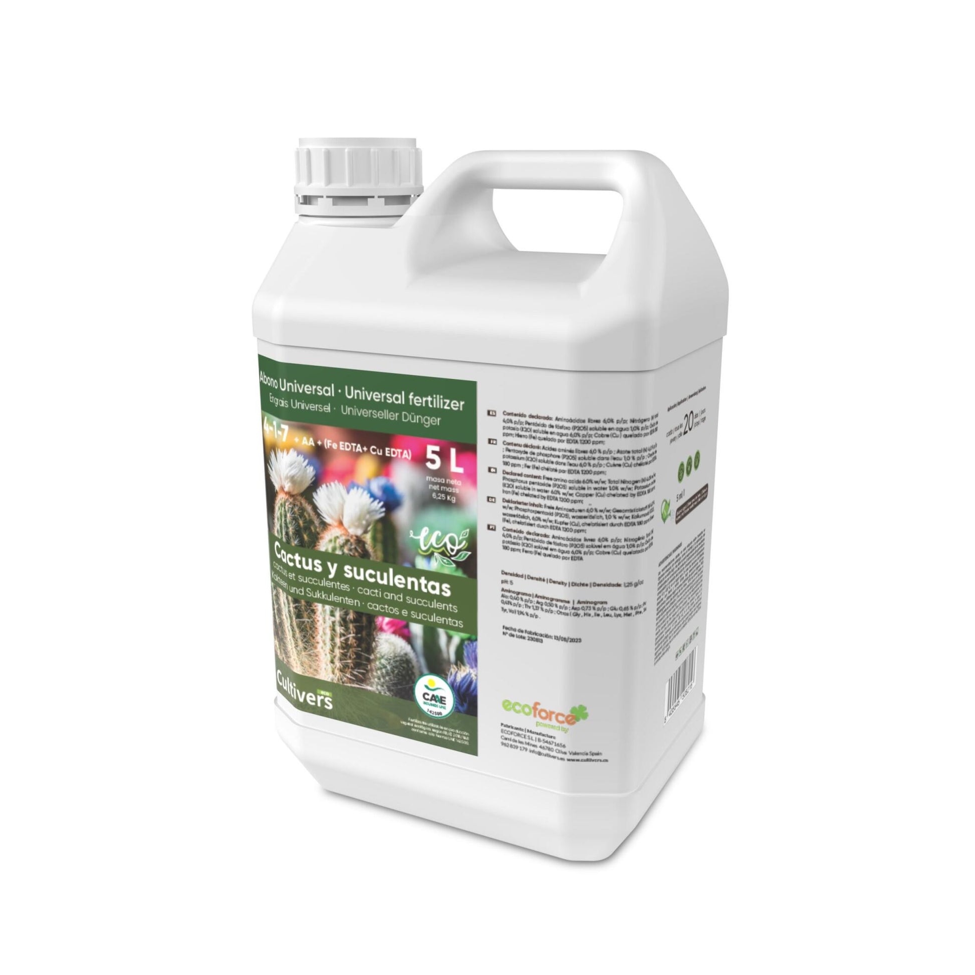 Abono Cactus Líquido Ecológico Cultivers 2x1l_2
