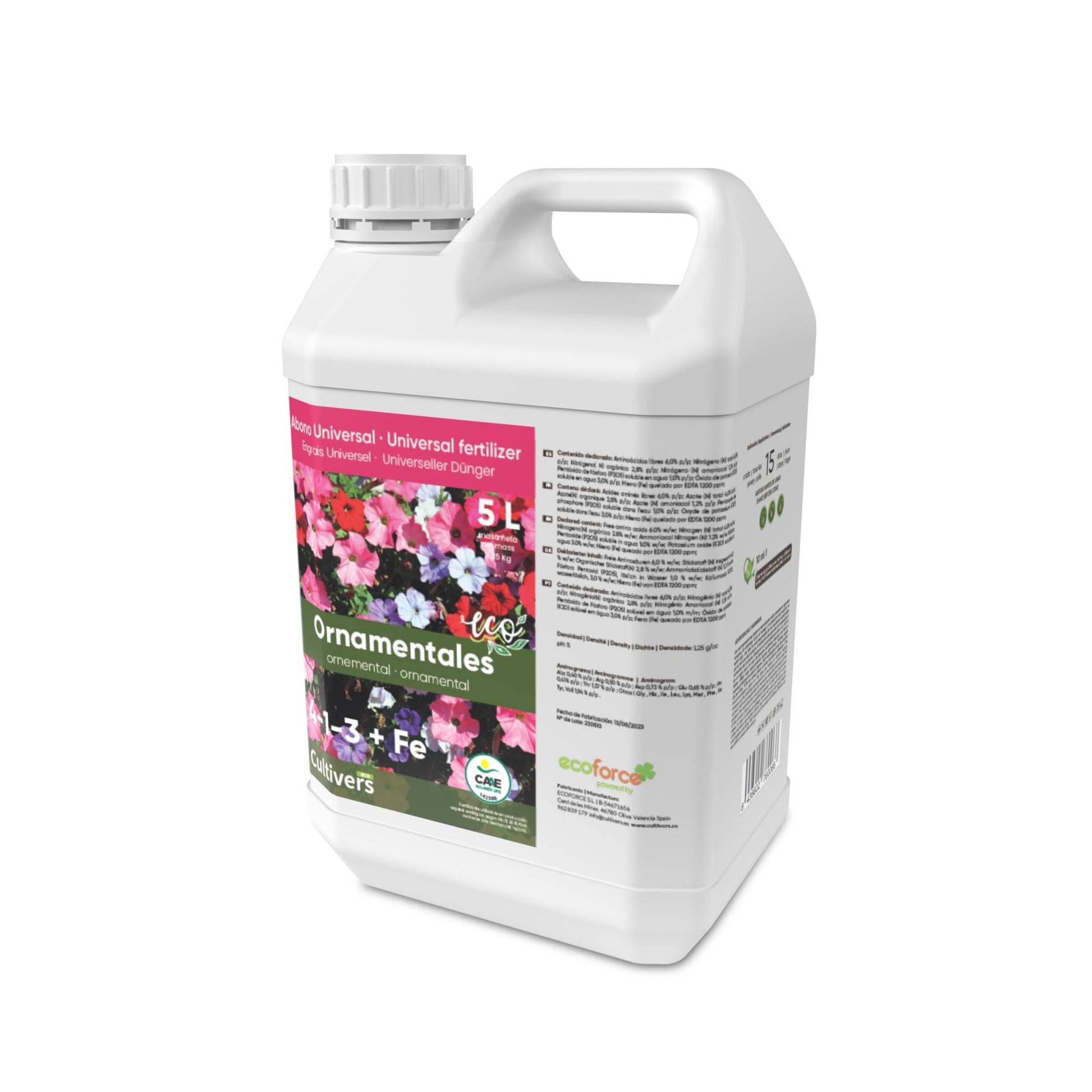 Abono Plantas Ornamentales Líquido Ecológico Cultivers 5 L_2