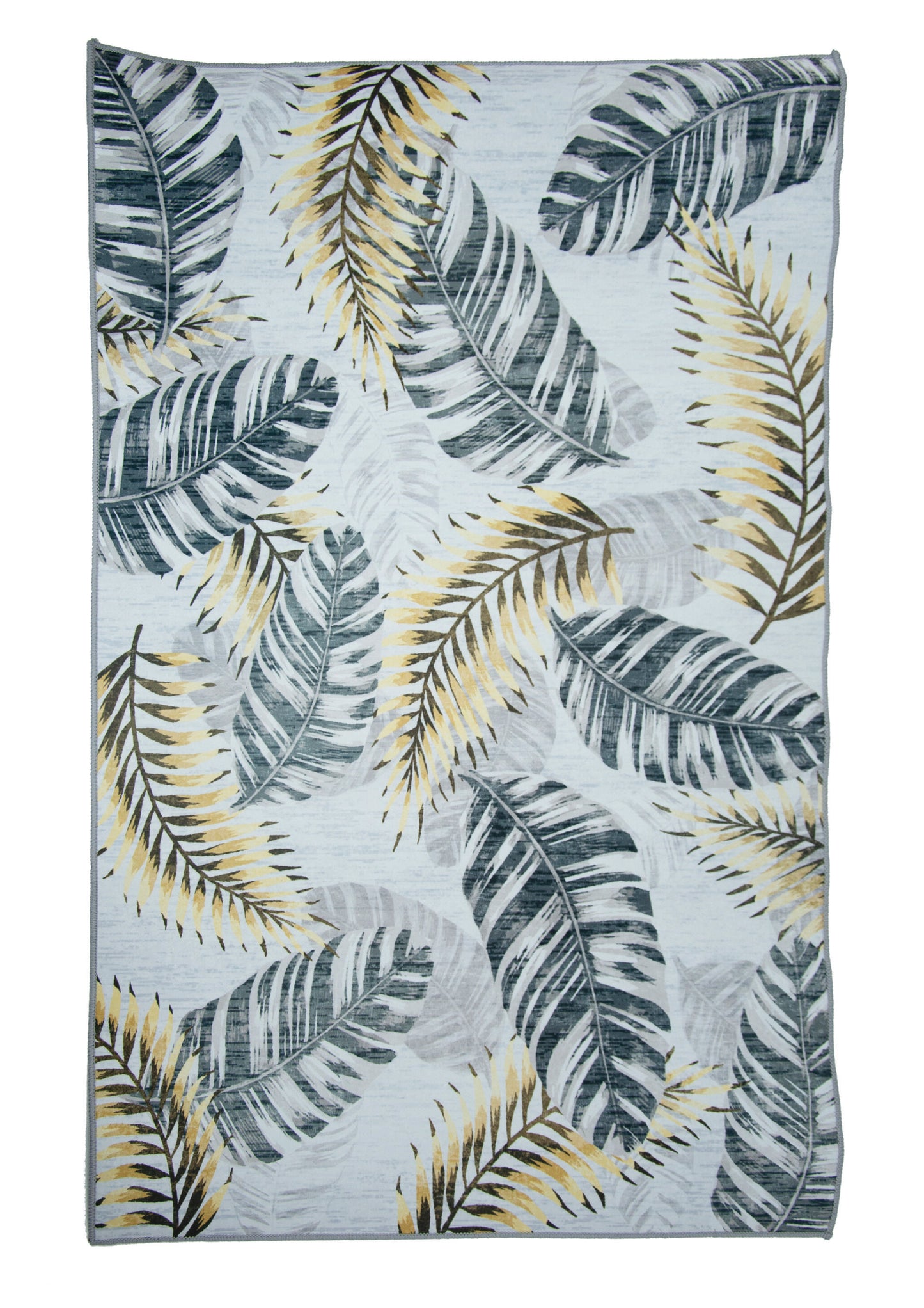 Alfombra De Sala, Sala De Terciopelo Suave Con Patrón De Hojas Tropicales En Negro 80x120cm- Decoración- Mobiliario Del Hogar_0