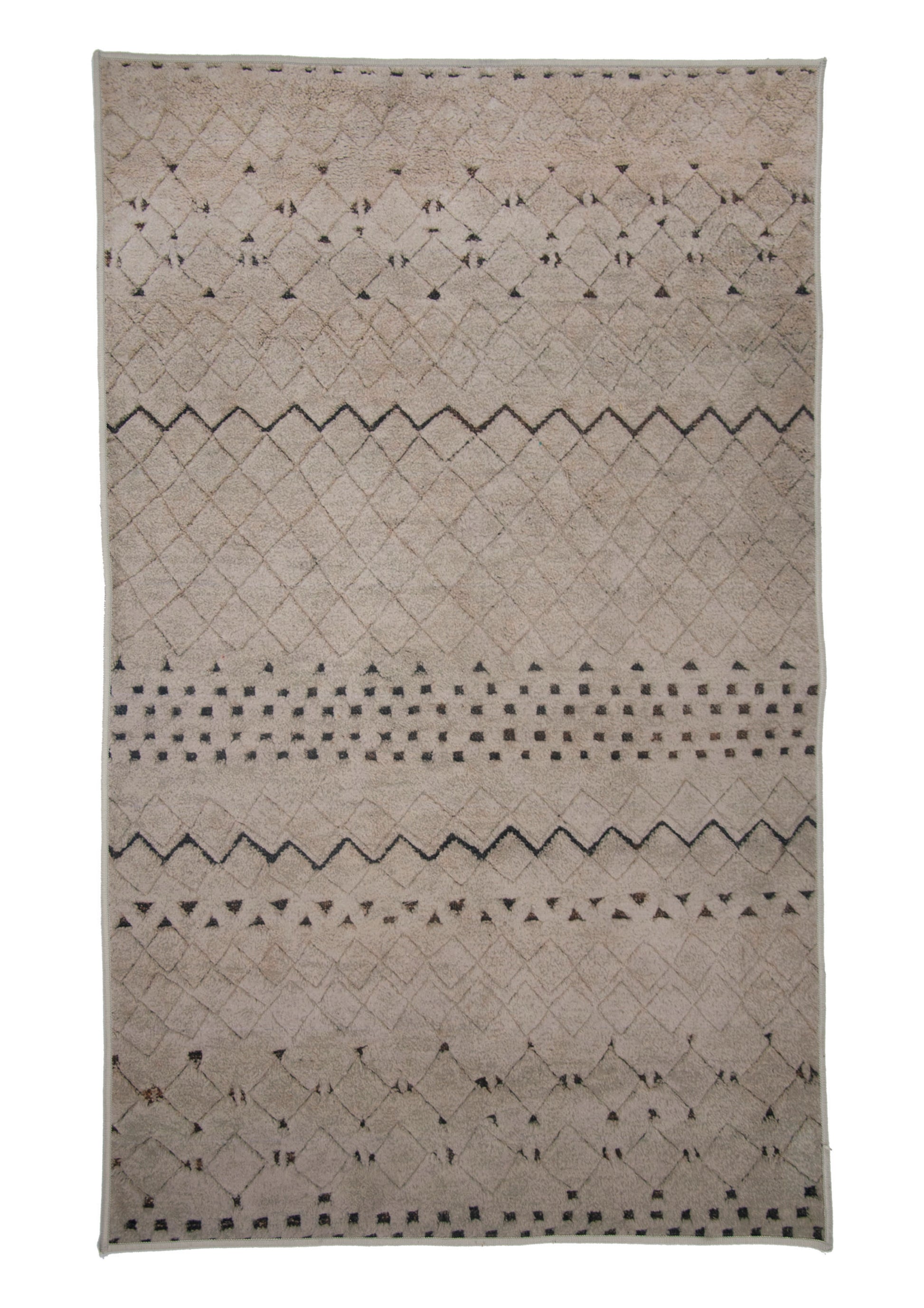 Alfombra De Salón, Alfombra De Dormitorio De Terciopelo De Pelo Suave Con Motivos Étnicos Negro Y Beige 80x120cm- Decoración- Mobiliario Del Hogar_0