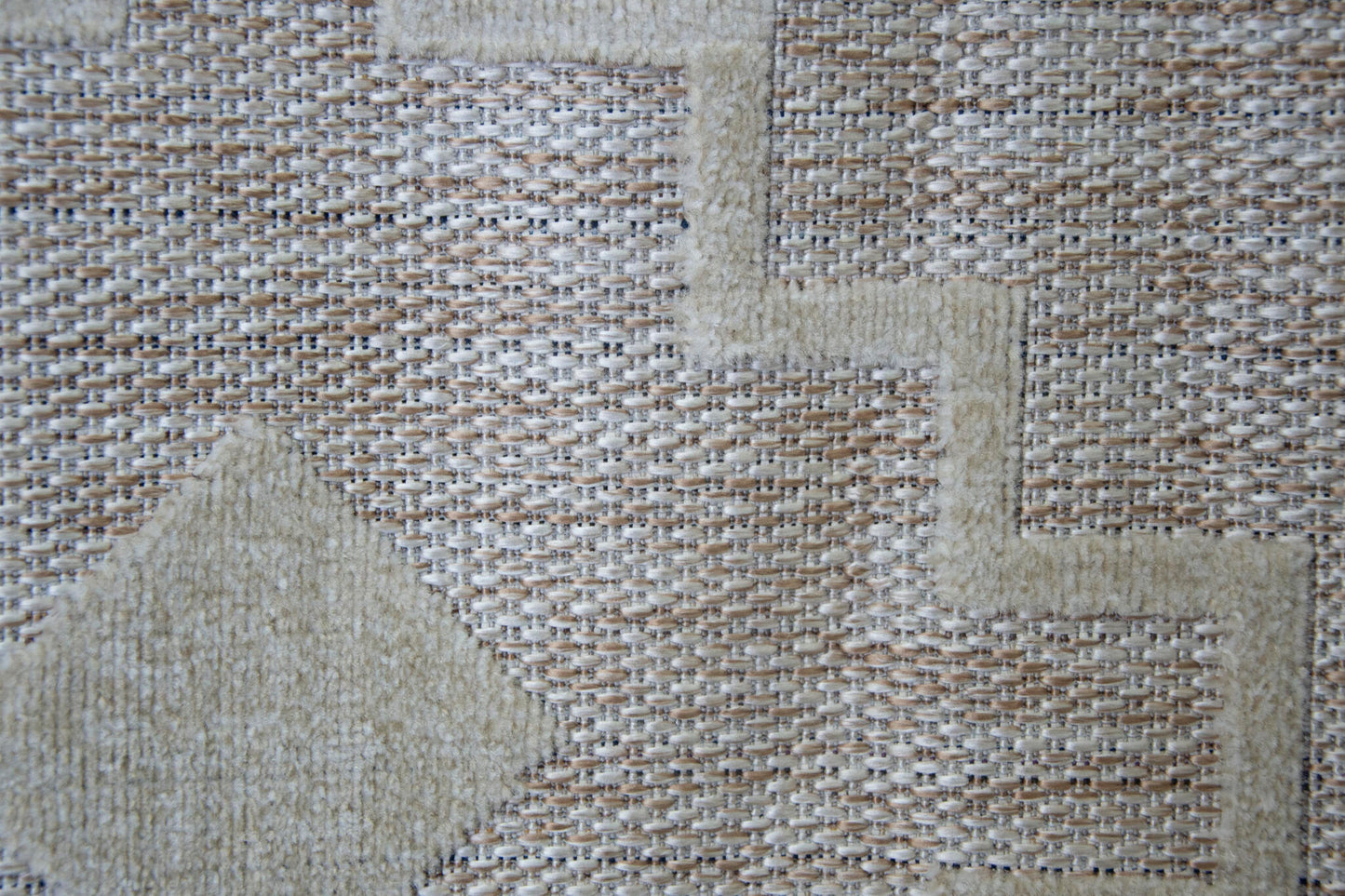 Alfombra De Salón Escandinava Blanca Y Beige Con Efecto Yute - 100x150cm - Decoración - Mobiliario Doméstico_1