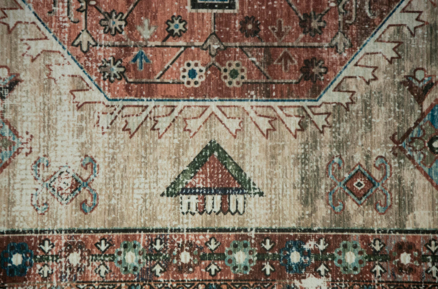 Alfombra De Salón, Sala De Terciopelo Suave Con Motivos Marroquíes Beige Y Marrón 80x120cm- Decoración- Mobiliario Del Hogar_1
